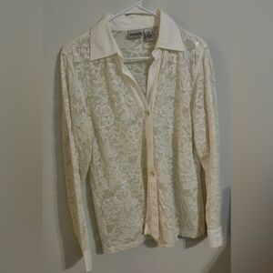 Chico's women's lace white blouse